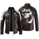 Custom Name Kubota Contrast Leather Jacket - Personalized Logo Car Motorcycle Model