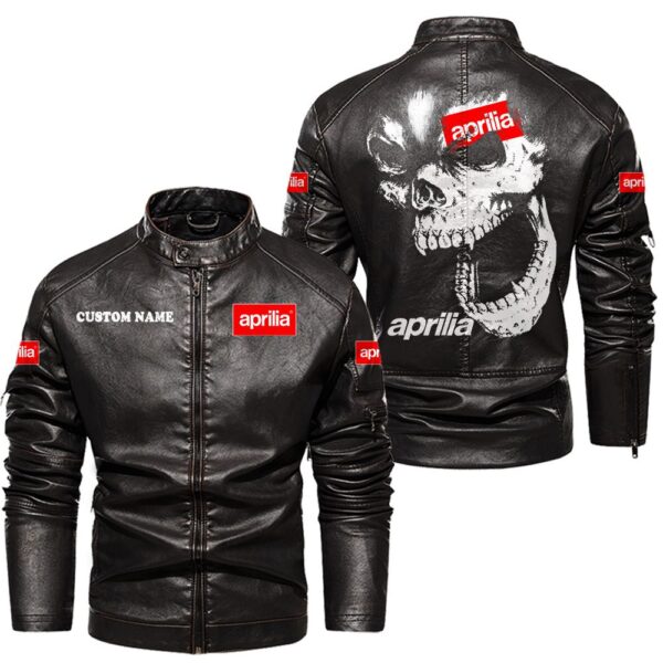 Aprilia Leather Jackets, Black And Brown Vintage Style, Customize Name And Any Logo, Car Or Motor Model - Image 3