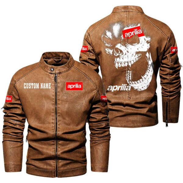 Aprilia Leather Jackets, Black And Brown Vintage Style, Customize Name And Any Logo, Car Or Motor Model - Image 4