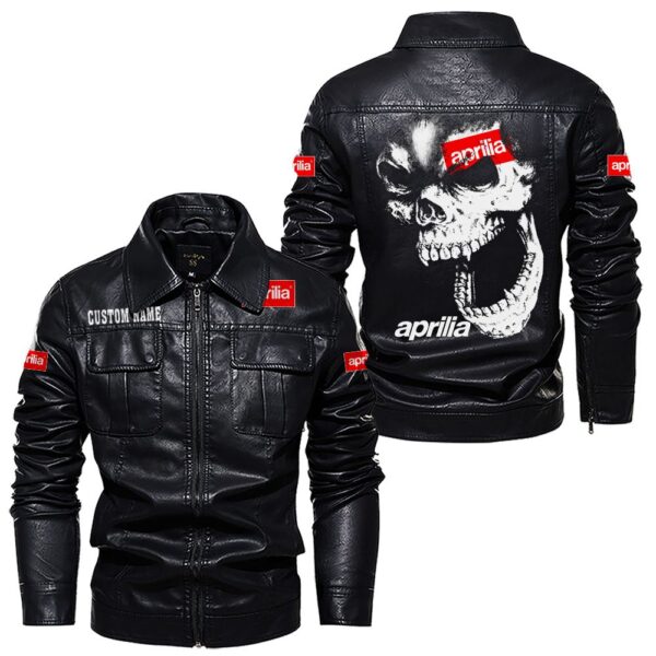 Aprilia Leather Jackets, Black And Brown Vintage Style, Customize Name And Any Logo, Car Or Motor Model - Image 7