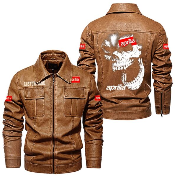 Aprilia Leather Jackets, Black And Brown Vintage Style, Customize Name And Any Logo, Car Or Motor Model - Image 8