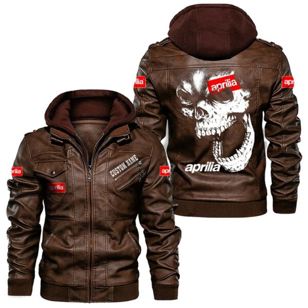 Aprilia Leather Jackets, Black And Brown Vintage Style, Customize Name And Any Logo, Car Or Motor Model - Image 2