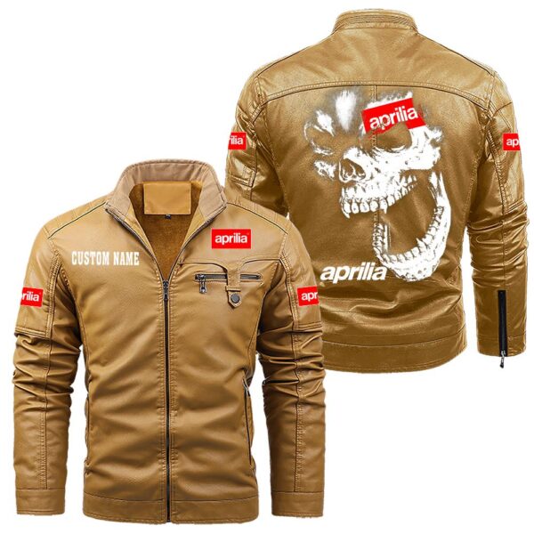 Aprilia Leather Jackets, Black And Brown Vintage Style, Customize Name And Any Logo, Car Or Motor Model - Image 10