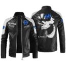 Custom Name Lancia Contrast Leather Jacket - Personalized Logo Car Motorcycle Model
