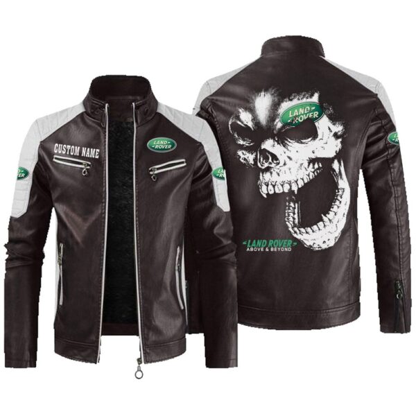 Custom Name Land Rover Contrast Leather Jacket - Personalized Logo Car Motorcycle Model - Image 3