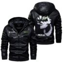 Custom Name Arctic Cat Skull Leather Jacket - Personalized Logo Car Motorcycle Model
