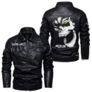 Custom Name Arctic Cat Skull Leather Jacket - Personalized Logo Car Motorcycle Model