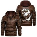 Custom Name Arctic Cat Skull Leather Jacket - Personalized Logo Car Motorcycle Model