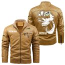 Custom Name Arctic Cat Skull Leather Jacket - Personalized Logo Car Motorcycle Model