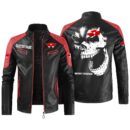 Custom Name Massey Ferguson Contrast Leather Jacket - Personalized Logo Car Motorcycle Model