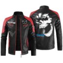Custom Name Mazda Contrast Leather Jacket - Personalized Logo Car Motorcycle Model