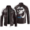 Custom Name Mazda Contrast Leather Jacket - Personalized Logo Car Motorcycle Model