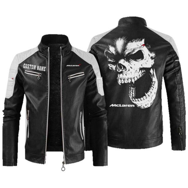 Custom Name Mclaren Automotive Contrast Leather Jacket - Personalized Logo Car Motorcycle Model