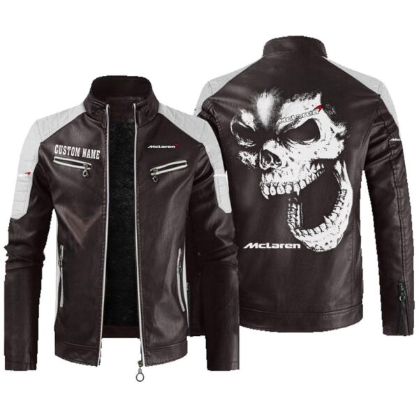 Custom Name Mclaren Automotive Contrast Leather Jacket - Personalized Logo Car Motorcycle Model - Image 3