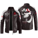 Custom Name Mitsubishi Contrast Leather Jacket - Personalized Logo Car Motorcycle Model