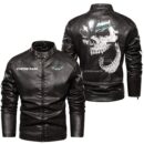 Custom Name Aston Martin Skull Leather Jacket - Personalized Logo Car Motorcycle Model