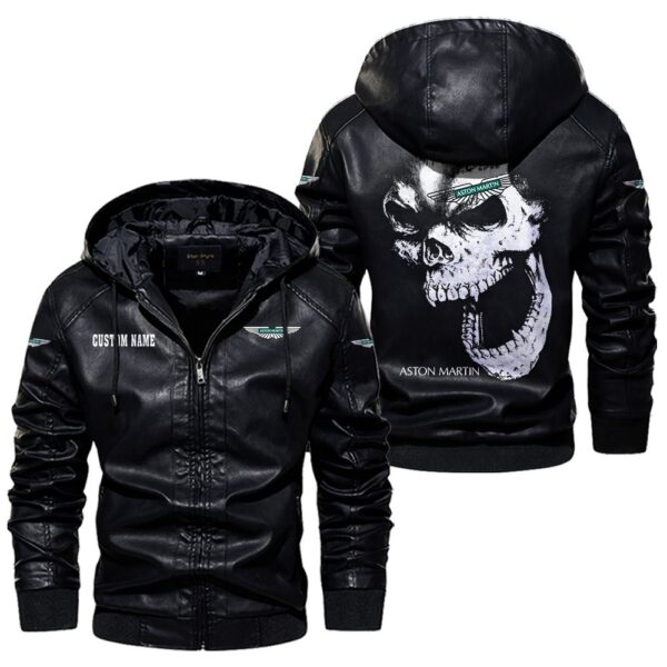 Custom Name Aston Martin Skull Leather Jacket - Personalized Logo Car Motorcycle Model - Image 5