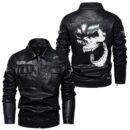 Custom Name Aston Martin Skull Leather Jacket - Personalized Logo Car Motorcycle Model