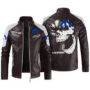 Custom Name Mopar Contrast Leather Jacket - Personalized Logo Car Motorcycle Model