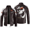 Custom Name Moto Guzzi Contrast Leather Jacket - Personalized Logo Car Motorcycle Model