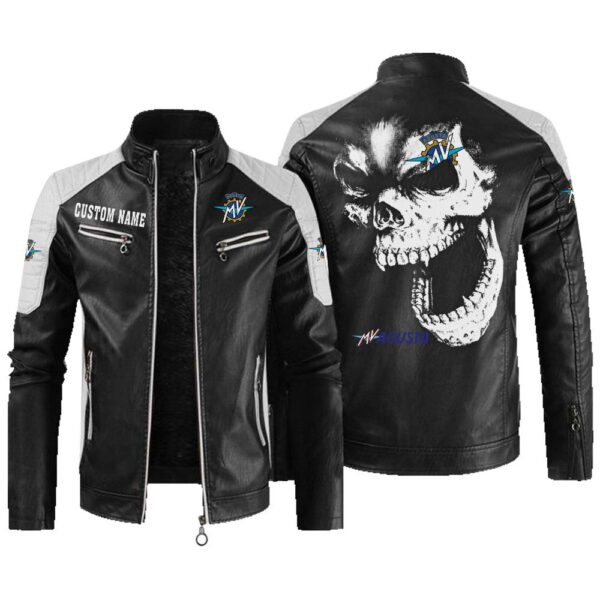 Custom Name Mv Agusta Contrast Leather Jacket - Personalized Logo Car Motorcycle Model