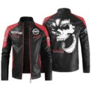 Custom Name Nissan Contrast Leather Jacket - Personalized Logo Car Motorcycle Model