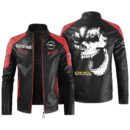 Custom Name Opel Contrast Leather Jacket - Personalized Logo Car Motorcycle Model