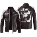 Custom Name Opel Contrast Leather Jacket - Personalized Logo Car Motorcycle Model