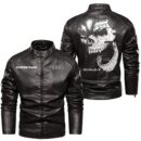 Custom Name Audi Skull Leather Jacket - Personalized Logo Car Motorcycle Model