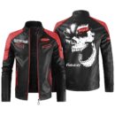 Custom Name Peterbilt Contrast Leather Jacket - Personalized Logo Car Motorcycle Model