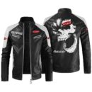 Custom Name Peterbilt Contrast Leather Jacket - Personalized Logo Car Motorcycle Model
