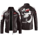 Custom Name Peterbilt Contrast Leather Jacket - Personalized Logo Car Motorcycle Model