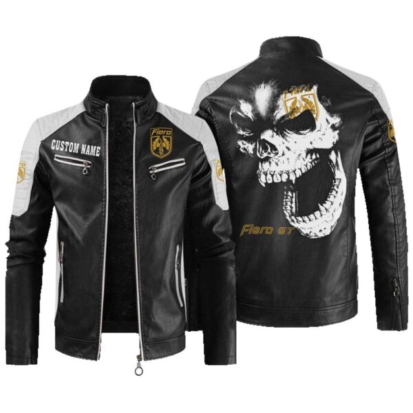 Custom Name Pontiac Fiero Contrast Leather Jacket - Personalized Logo Car Motorcycle Model