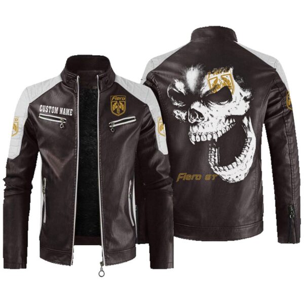 Custom Name Pontiac Fiero Contrast Leather Jacket - Personalized Logo Car Motorcycle Model - Image 3