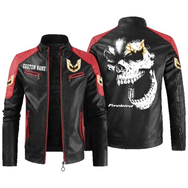 Custom Name Pontiac Firebird Contrast Leather Jacket - Personalized Logo Car Motorcycle Model - Image 2