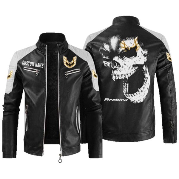 Custom Name Pontiac Firebird Contrast Leather Jacket - Personalized Logo Car Motorcycle Model
