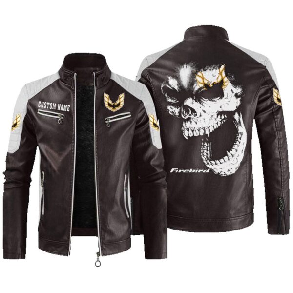 Custom Name Pontiac Firebird Contrast Leather Jacket - Personalized Logo Car Motorcycle Model - Image 3