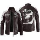 Custom Name Ram Contrast Leather Jacket - Personalized Logo Car Motorcycle Model
