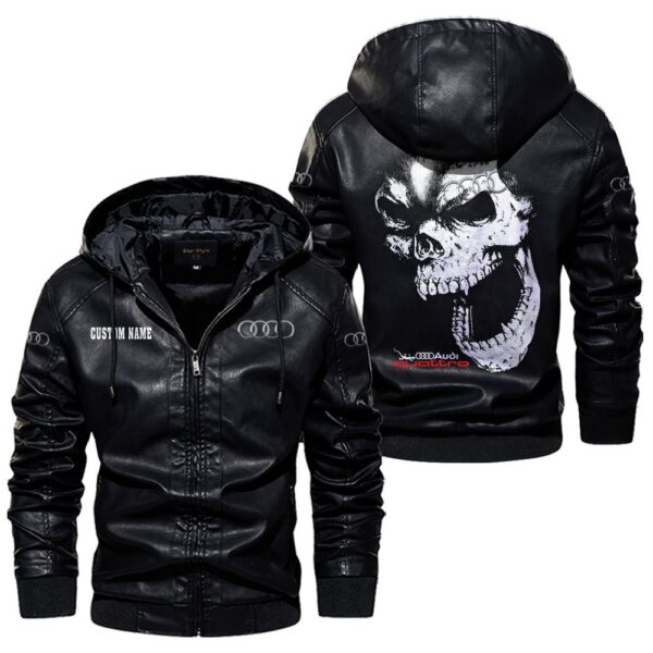 Custom Name Audi Quattro Skull Leather Jacket - Personalized Logo Car Motorcycle Model - Image 5
