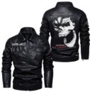Custom Name Audi Quattro Skull Leather Jacket - Personalized Logo Car Motorcycle Model