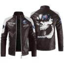 Custom Name Saab Contrast Leather Jacket - Personalized Logo Car Motorcycle Model