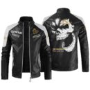 Custom Name Scania V8 Contrast Leather Jacket - Personalized Logo Car Motorcycle Model