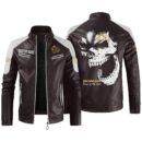 Custom Name Scania V8 Contrast Leather Jacket - Personalized Logo Car Motorcycle Model
