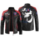 Custom Name Scania Contrast Leather Jacket - Personalized Logo Car Motorcycle Model