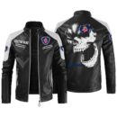 Custom Name Scania Contrast Leather Jacket - Personalized Logo Car Motorcycle Model