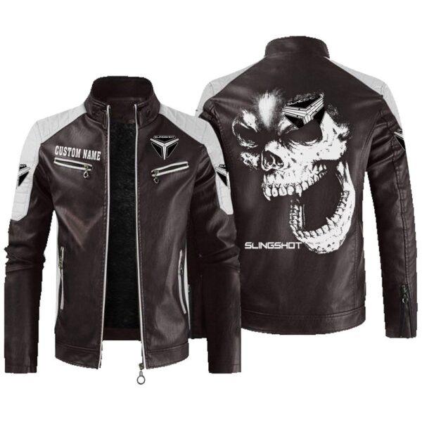 Custom Name Slingshot Contrast Leather Jacket - Personalized Logo Car Motorcycle Model - Image 3