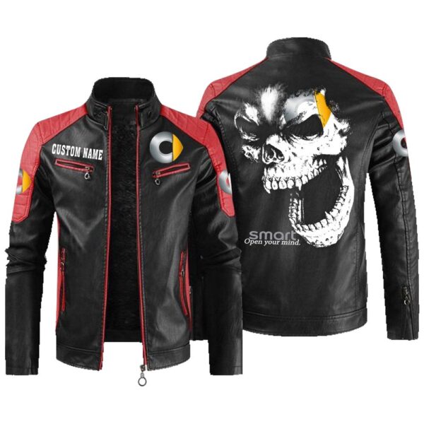 Custom Name Smart Contrast Leather Jacket - Personalized Logo Car Motorcycle Model - Image 2