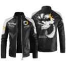 Custom Name Smart Contrast Leather Jacket - Personalized Logo Car Motorcycle Model