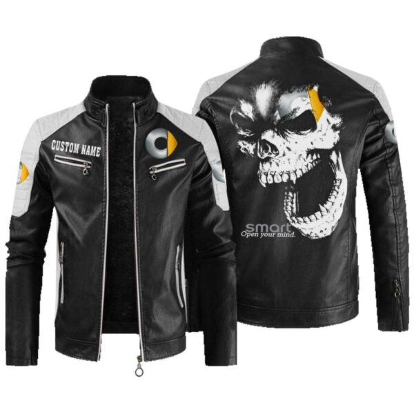 Custom Name Smart Contrast Leather Jacket - Personalized Logo Car Motorcycle Model