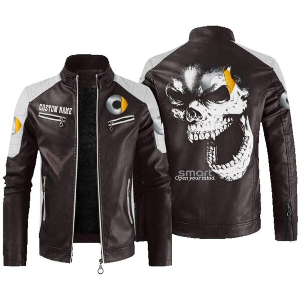 Custom Name Smart Contrast Leather Jacket - Personalized Logo Car Motorcycle Model - Image 3